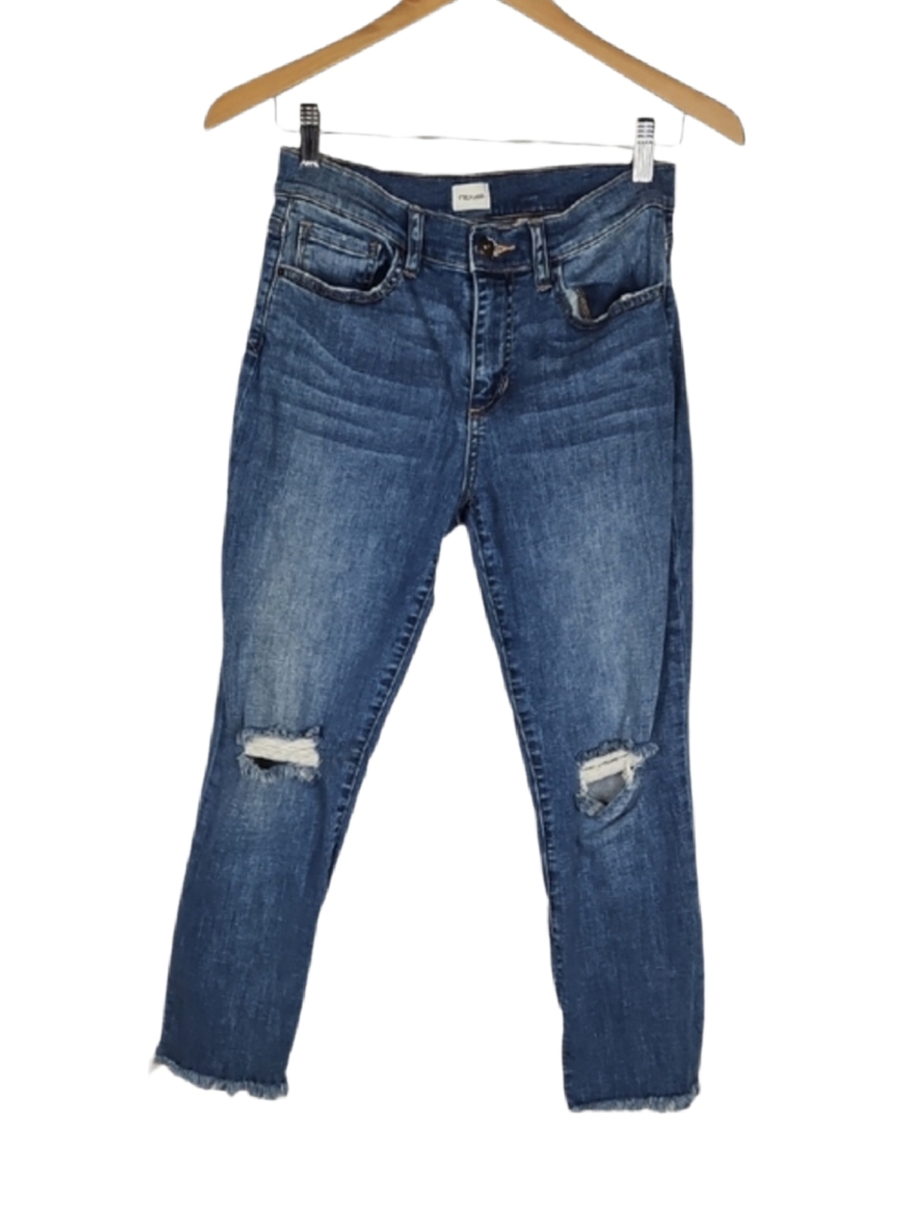 Mid Rise Skinny Ankle Jeans Distressed Ripped Knee Style Size 5, 27" Waist